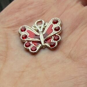 Elegant Silver and Red Butterfly Pendant ya